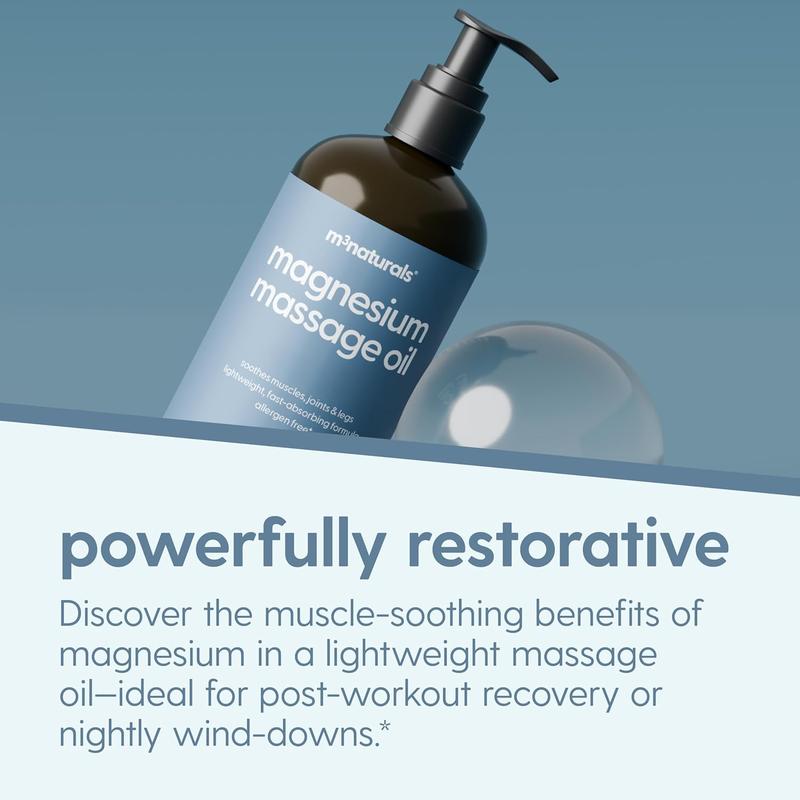 M3 Naturals Magnesium Lotion & Massage Oil Bundle - Soothes Sore Muscles, Relieves Cramps, Moisturizes Skin, Ideal for Sleep & Leg Cramps, Suitable for Sensitive Skin, Organic Coconut & Shea Butter, Moisturizing Body Care