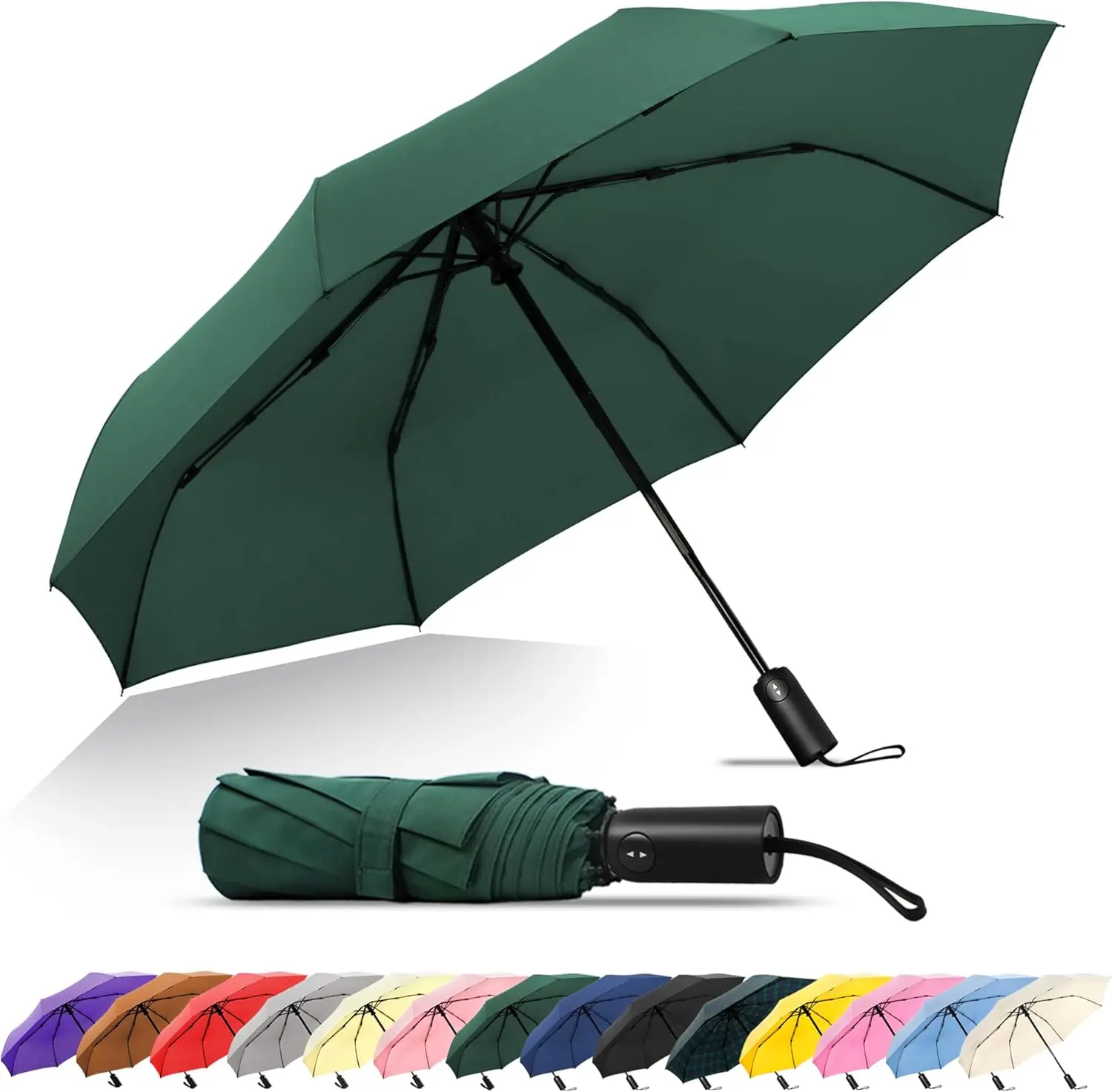 Travel Umbrella - Compact Umbrella for Rain -  Large Auto Folding Umbrella - Ideal  umbrella, Small umbrella, and Travel Companion
