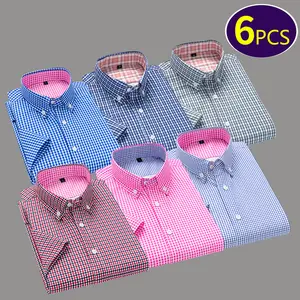 6-Pack Stylish Striped Men’s Shirt with Drop Shoulders, Turn-Down Collar, Decorative Buttons – Elegant Design