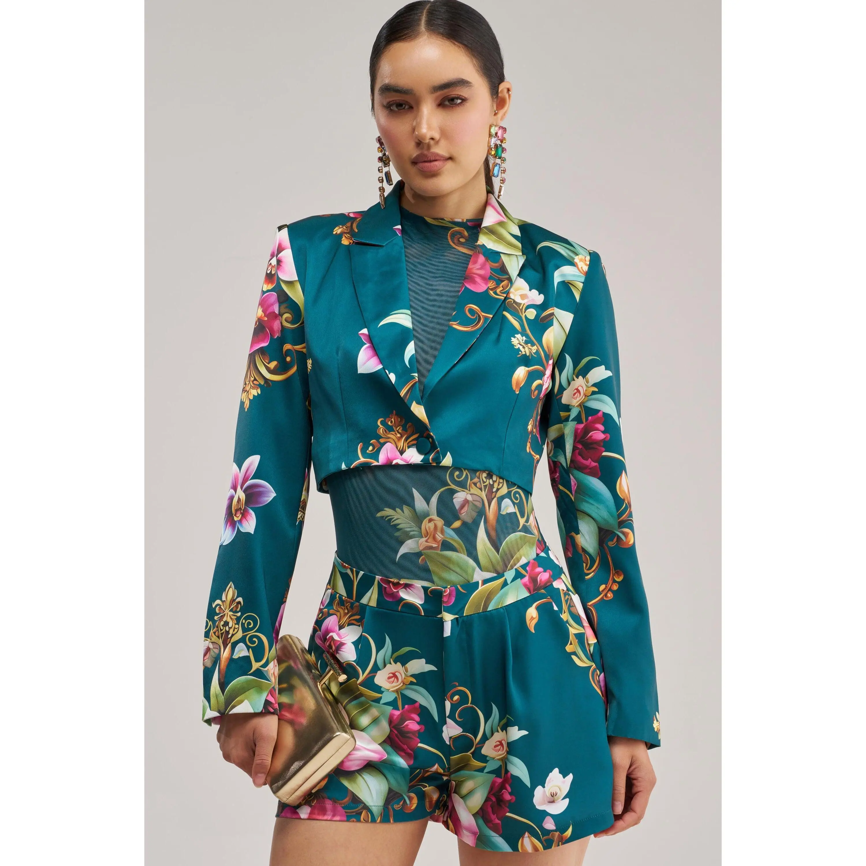 ISLAND TIME CROPPED SATIN BLAZER
