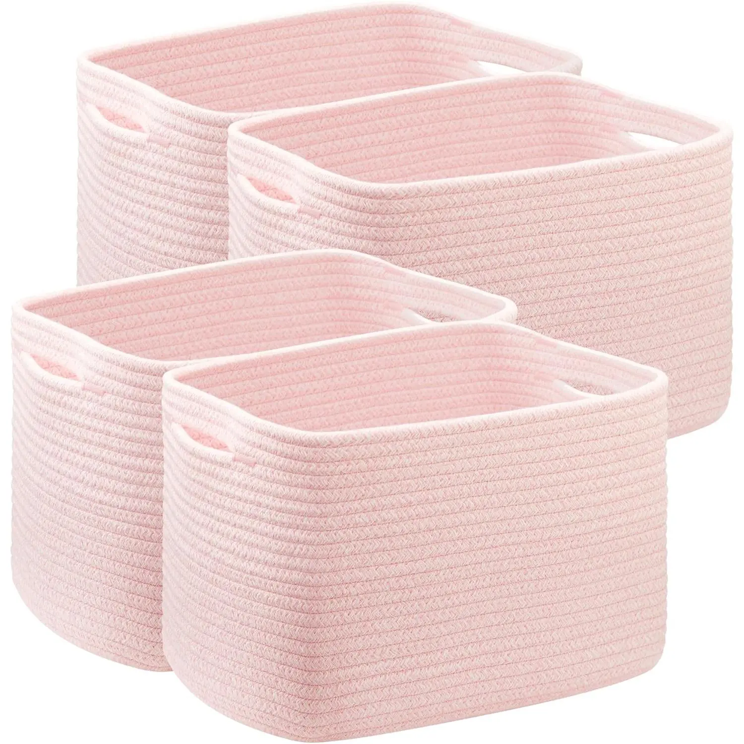Storage Bins 4 Pack Rectangular Rope Basket for Shelves for   Organization 12.7"Lx9"Wx7.9"H
