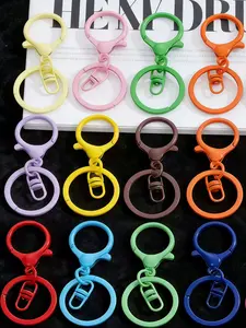 10 Random Color Colorful or Metallic Lobster Clasp Zinc Alloy Painted Set, Keychain Jewelry DIY Kit  Keychain Hanging Metal Key Ring