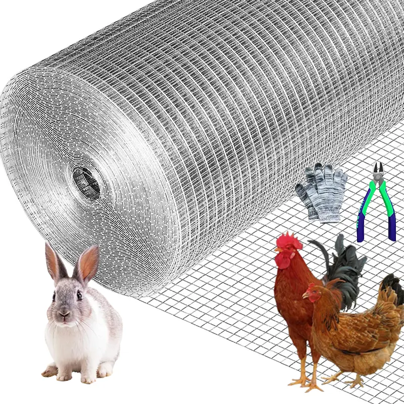 Hardware Cloth 1/2 inch Mesh 48 in x 100 ft 19 Gauge, Hot-dip Galvanized After Welding, Chicken Wire Mesh Roll Garden Fence Welded Wire Fencing Gopher Wire Rodent Wire