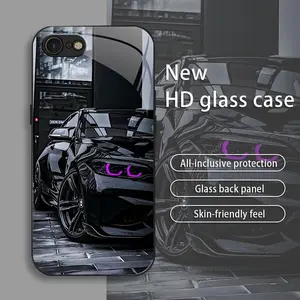 Black Racing drop-resistant glass phone case suitable for [iPhone Se 2] protective film full cover protective glass back panel skin-friendly feel 995