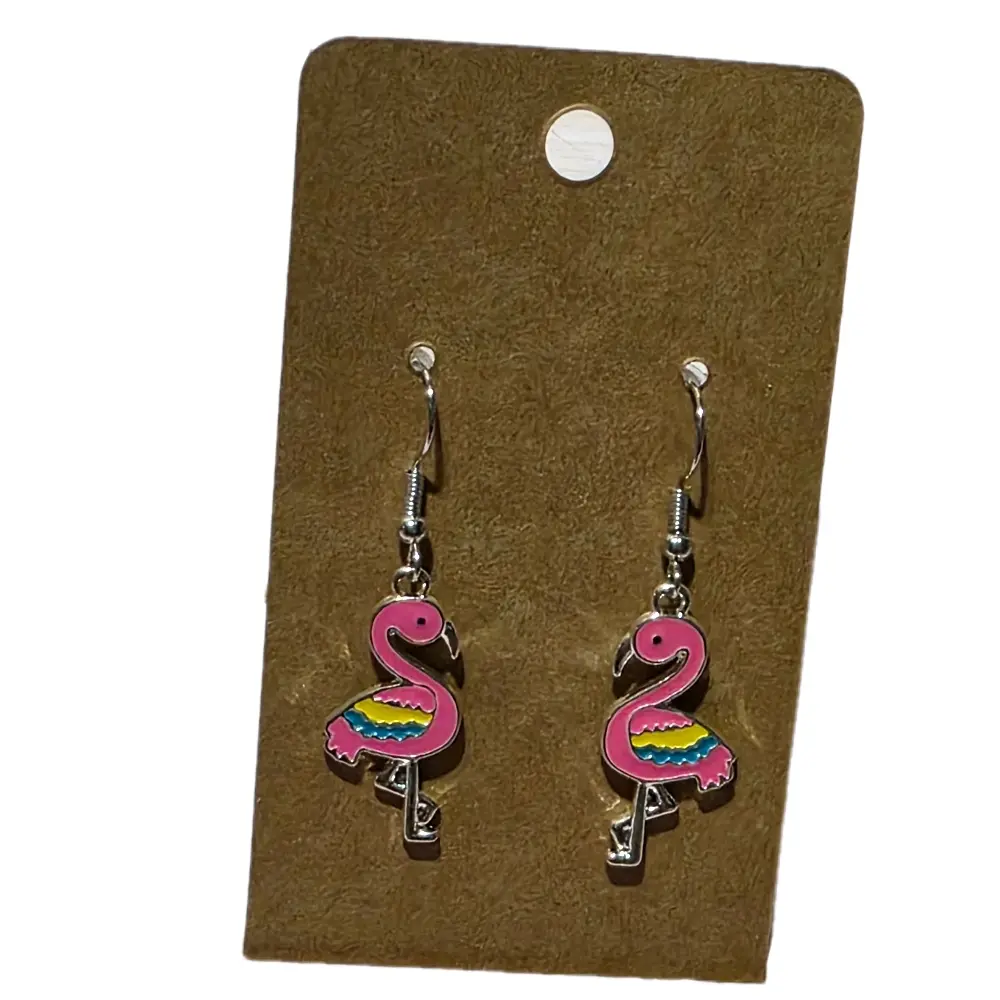 Flamingo Alloy Earrings, Hypoallergenic Metal Earrings