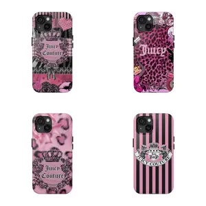 Juicy-couture leopard print phone case, compatible with iPhone 17/16/15/14/13/12/11 and Samsung Galaxy S21-S25, made of skin-friendly material.