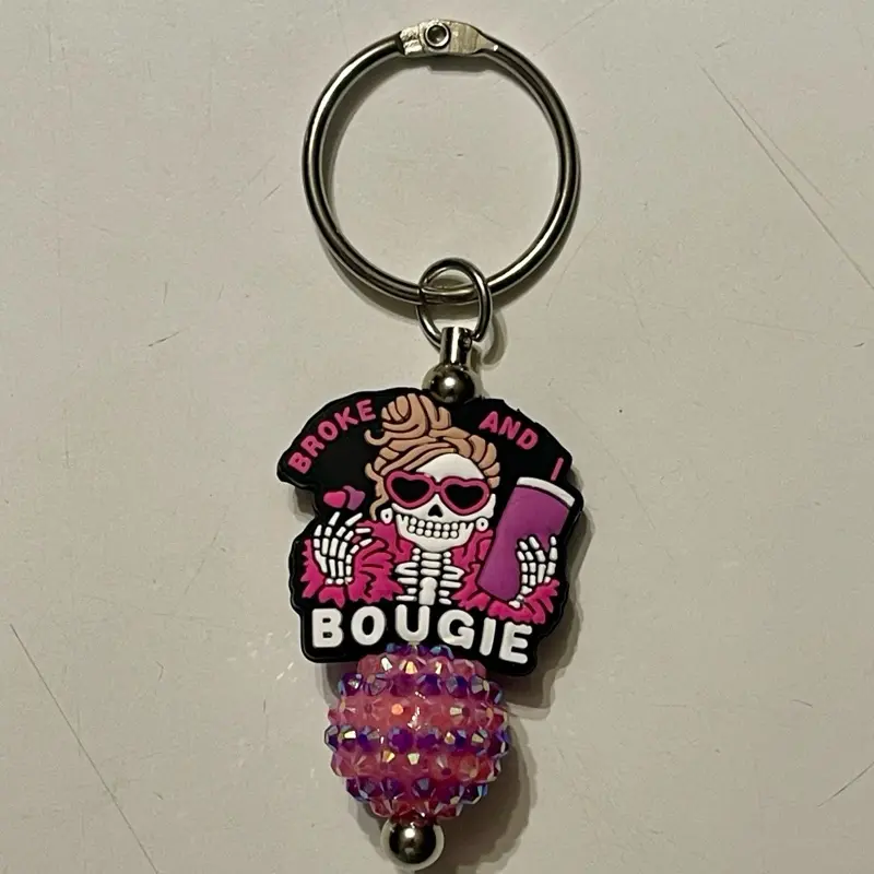 Fun & Sassy "Broke and Bougie" Drink Charm with Sparkle Bead