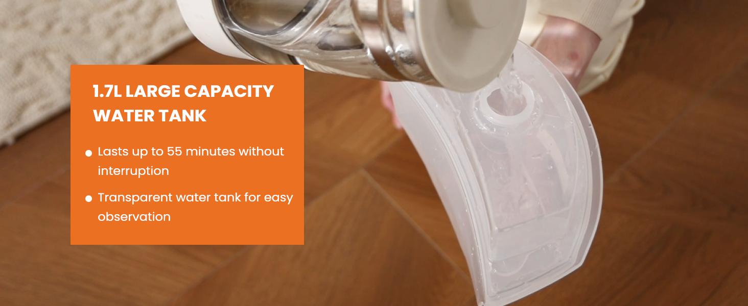 SweetFurniture Standing Garment Steamer with Roll Wheels, 1500W Powerful 1.7L Water Tank for 55 Minutes Continuous Steaming, Professional Wrinkle