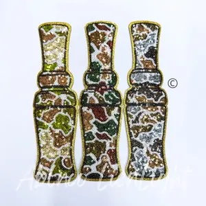 Camo Duck Call Hunting Sequins Iron On Patch for Women’s Sweatshirt and Shirt