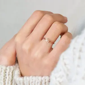 Stainless Steel Dating Ring for Women Cute Couple Engagement Rings Stackable Gold Letter Initial Thin Rings Personalized Gift with Initial A Simple & Elegant Design