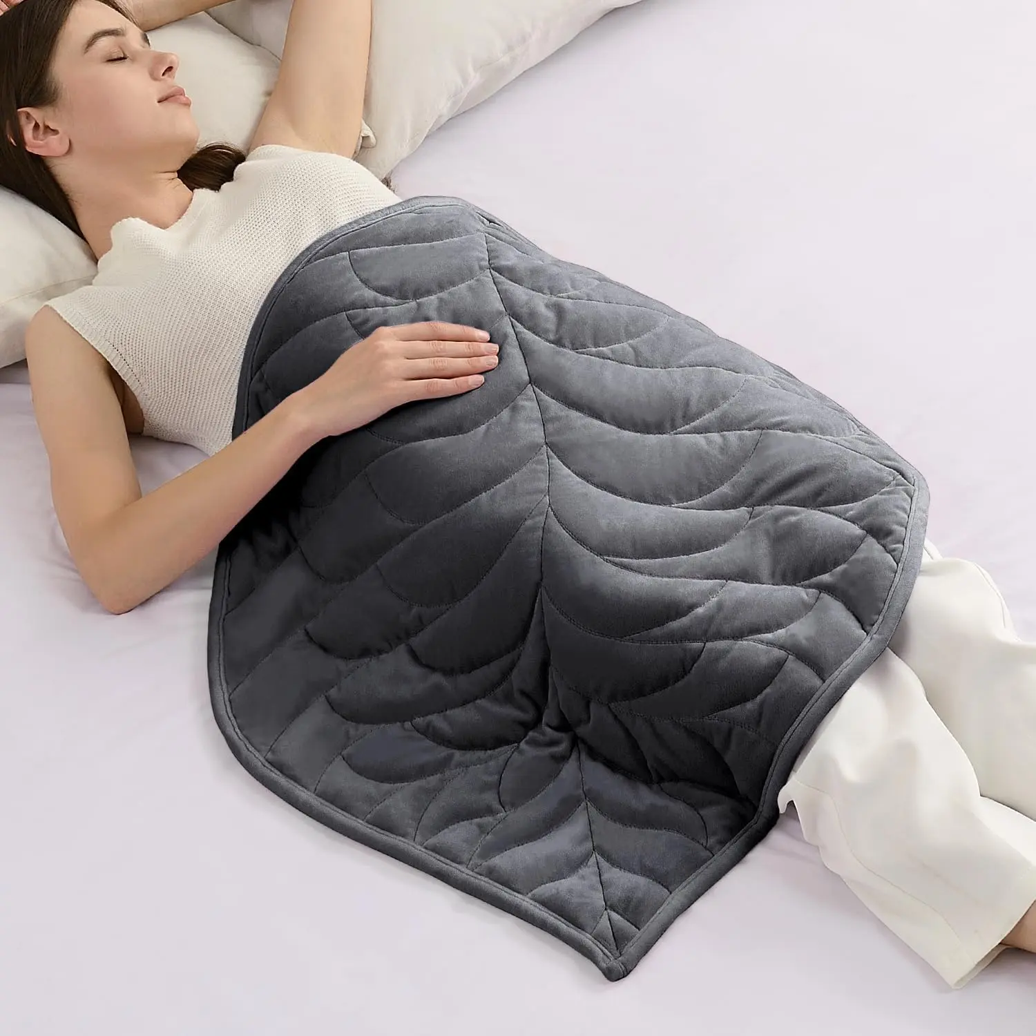 Weighted Lap Blanket 3 lbs 23" x 29", Cozy Luxury   Small Weighted Blanket for Adults, Portable Travel Weighted Blanket for Relaxation, All-Season Blanket, Machine Washable, Gray