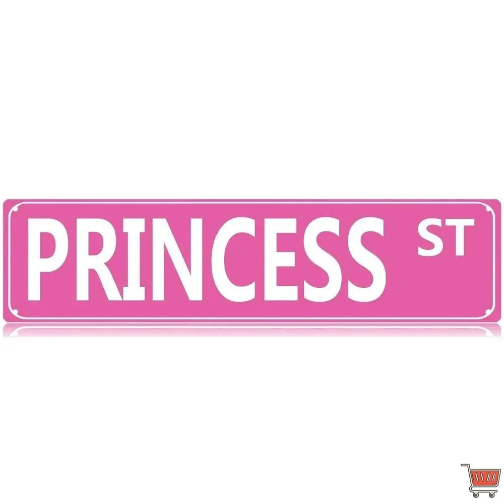 Pink Floral Metal Plaque Sign - 4x16 in Home Decor Signage, Girls' Princess Bedroom Decor, Pink Bedroom Accessories, High Quality Service