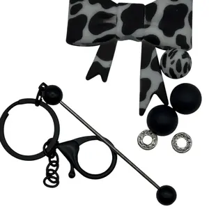 DIY Beaded Cow Bow Keychain