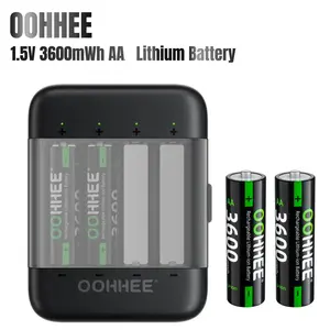 4Pcs  AA Lithium Batteries 3600mWh 1.5V Rechargeable with Fast Charging Storage Box