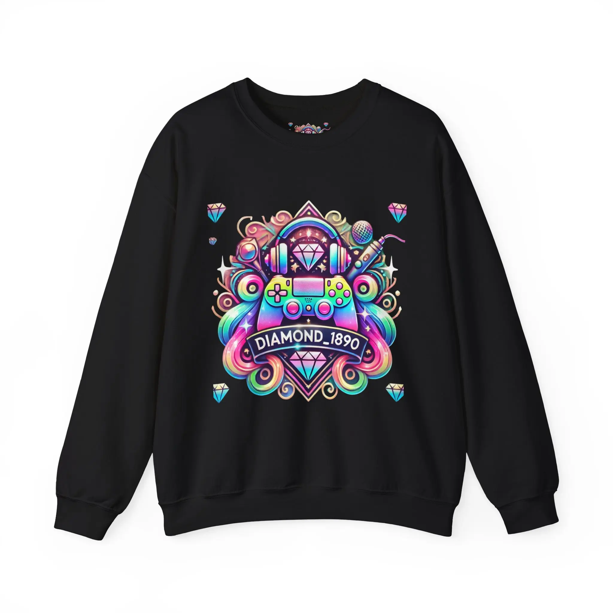 Colorful Gamer Crewneck Sweatshirt, Unisex Sweatshirt, Gift for Gamers, Cozy Gaming Apparel, Video Game Sweatshirt, Diamond 1890 Design