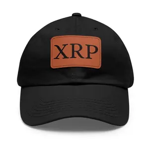 Embroidered Dad Hat with Leather Patch (Rectangle) - xrp Crypto Currency Logo, Adjustable Baseball Cap, Gift for Him, Men's Accessories,