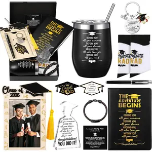 Patelai 9 Pcs 2026 Graduation Gifts Box for Him Male Class of 2026 Graduate Gift Set College Highschool Inspirational Graduation Gifts Congrat Grad Gift Basket for High School College Supplies(Black)