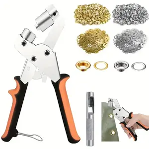 Heavy-Duty Snap Fastener Pliers Set with Needle Eye Tool, Metal Buttons Suitable for Bags Shoes Clothing DIY Crafts, Sewing and Handmade Essentials Revolving Leather Belt Punch Seamless Stitching eyelet