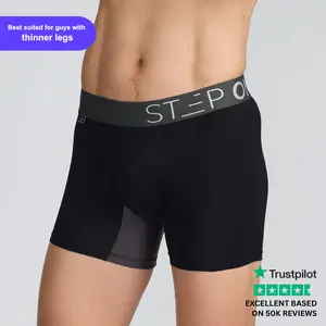 Step One Men's Trunk - Black Currants, Anti-Chafe, Breathable Bamboo Fabric, UltraGlyde Panels, Hidden Elastic Pouch, Premium Underwear, Athletic Daily wear