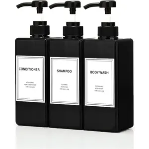 Modern Shampoo and Conditioner Dispenser (21 oz, Pack of 3) Refillable Pump Bottle Set Empty Shower Plastic Bottles with Pump for Bathroom  Wash Soap and Shower