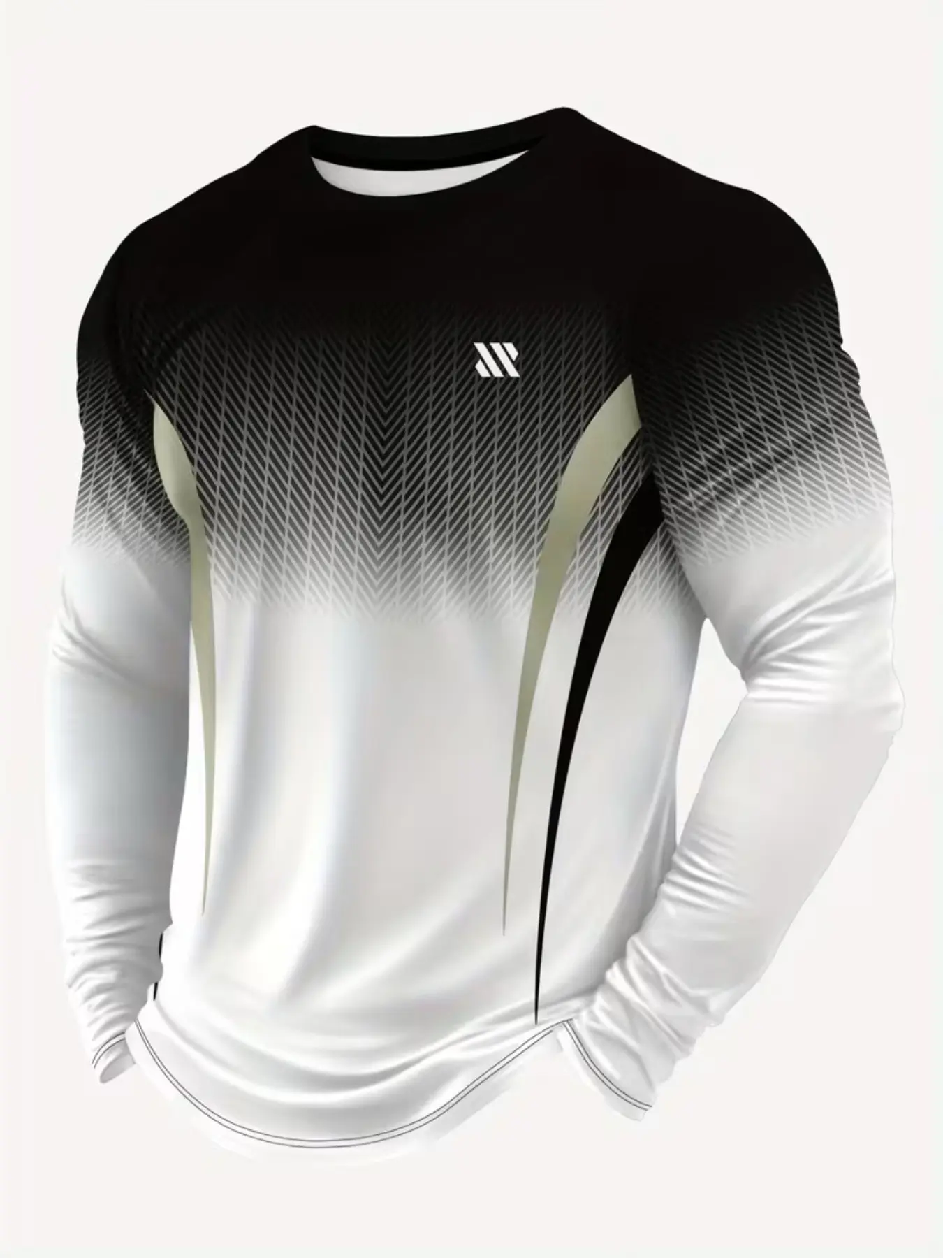 Men's Sport Long Sleeve Shirt, Athletic Style Activewear, // Gradient, Breathable Fabric, Casual Round Neck T-Shirt for Daily & Formal Wear, Gym Workout Shirt, Fitness Activewear, Gym Clothes Workout, Sports Clothing, Fitness Shirts