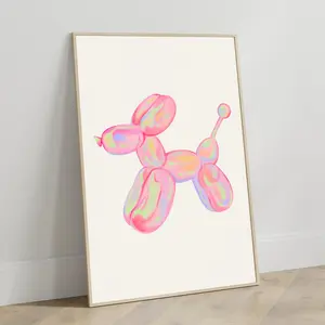 Balloon Dog Poster – Minimalist Pink Wall Art, Trendy Aesthetic Print, Modern Room Decor, Unframed