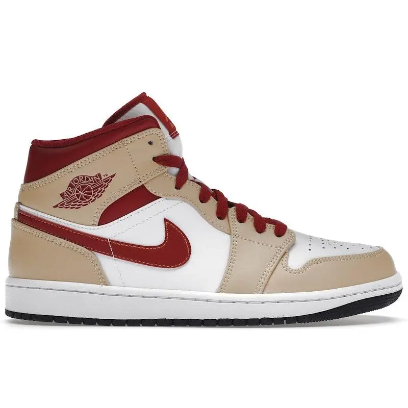 Jordan Men's 1 Mid Light Curry Cardinal, from StockX