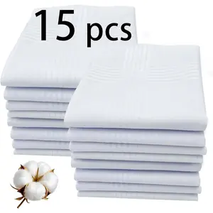 White Handkerchiefs for Men,100% Cotton Soft Cotton Handkerchief for Men, 16x16 bulk Mens Handkerchiefs