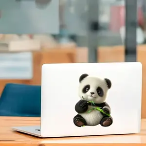 7-Inch Cute Panda Vinyl Sticker, Cartoon Glossy Self-Adhesive Design, Durable Multi-Surface Decor, Fun Decoration for Cars, Laptops, Bottles, Phones, Windows, Walls, Cups