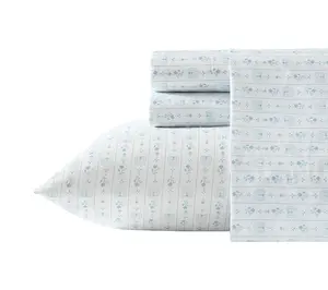 Wrangler Pretty Shoe Stripe White/Blue MicrofbrKing Sheet Set