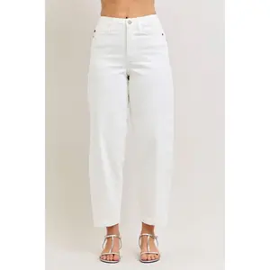 Judy Blue High Waist Rigid Magic White Barrel Denim Jeans 881155