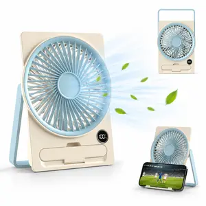 Portable Desktop Fan   Rechargeable Card FanLED Display ,100 Speeds Ultra+ 【Level 1 Natural Breeze】 -Quiet Brushless Motor, Emergency Power Bank Function, Small Personal Cooling Fan for Office, Travel, Home