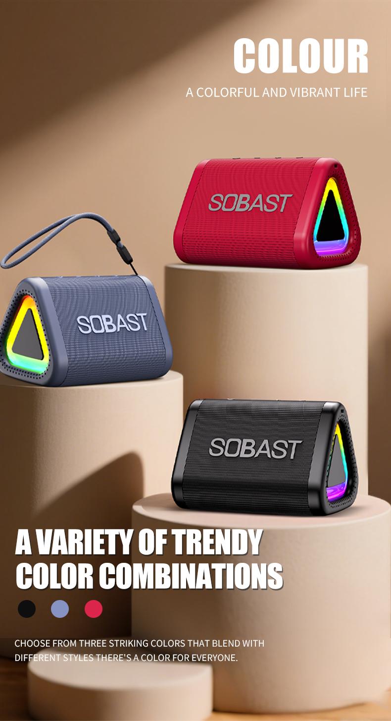 SOBAST Outdoor Bluetooth Speaker IPX5 Waterproof 360° Surround Sound RGB Lights Long Battery Life Powerful Bass Perfect for Home & Outdoor Use Supports Calling Audio Smartphone SOBAST Outdoor Bluetooth Speaker IPX5 Waterproof 360° Surround Sound RGB Lights Long Battery Life Powerful Bass Perfect for Home & Outdoor Use Supports Calling Audio Smartphone