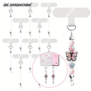 7pcs/14pcs beadable mobile phone chain, transparent spacer and beadable mini keychain Mobile phone decorations Cellphone