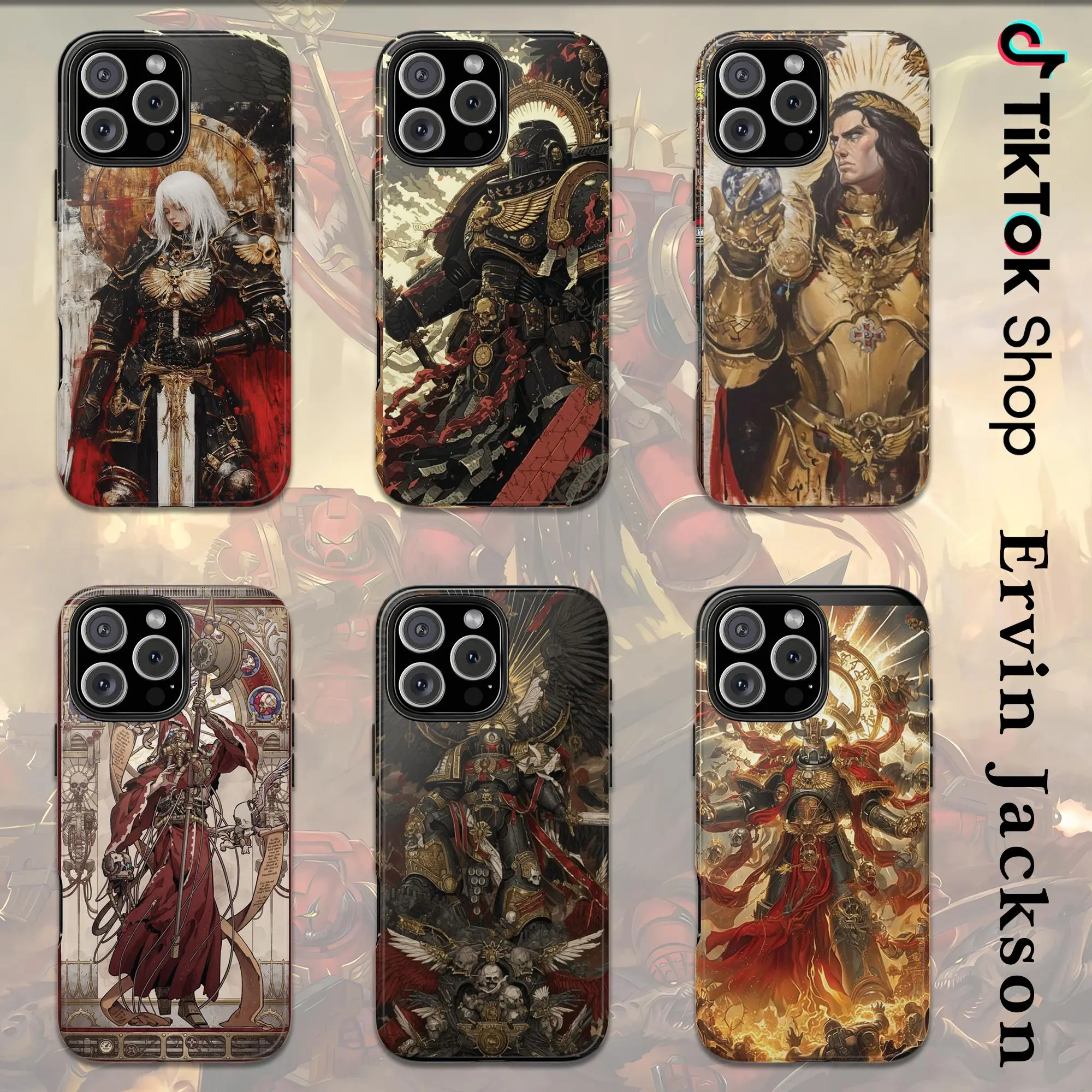 40K Warhammer 40000 Smartphone Case, Grimdark Sci-Fi Gaming Phone Case Shockproof TPU Protective Cover for iPhone 17 16 15 14 Pro Max, Gothic Armor & Skull Art Phone Compatible with Multiple Models Easy to Install and Remove Birthday Present Souvenir Gift