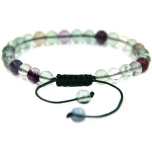 Natural AA Grade Clear Green Fluorite Gemstone 6mm Round Beads Adjustable Bracelet 7" Unisex