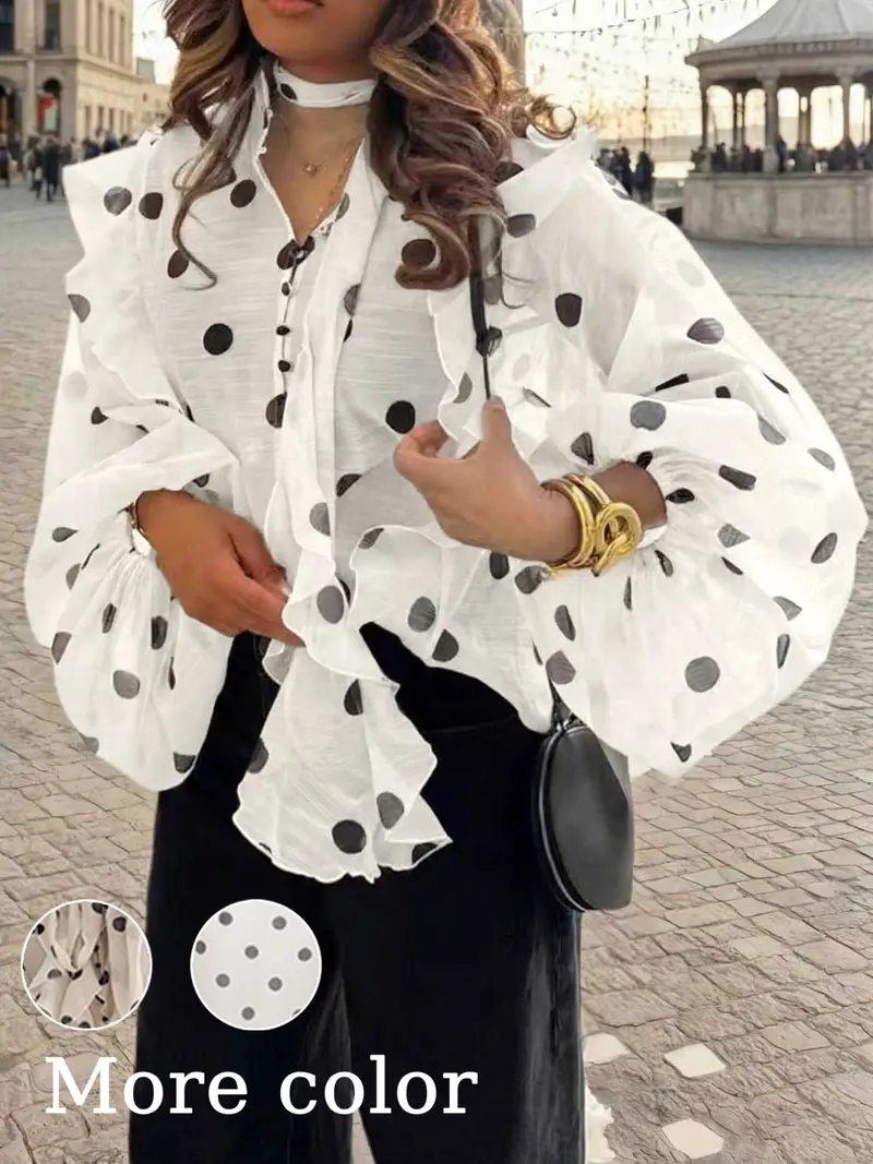 sheer polka dot blouse - TikTok Shop
