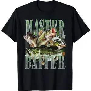 Master Baiter Bass Fishing Fisher Papa Dad Happy Fathers Day T-Shirt