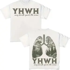 Women's Christian Crew Neck Fitted Short Sleeve Tee - "Every Breath Speaks His Name" YHWH Design