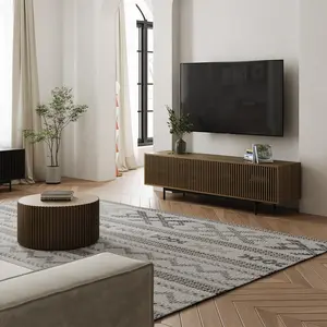 Mid-Century Modern Living Room Sets, 78.74" TV Stand with 31.5" Coffee Table, Media Console,Dark Wood