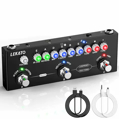 LEKATO CUBE BABY Multi Effects Guitar Pedal 9 AMP Models Bluetooth 5.0 IR Loading Portable Rechargeable Electric Guitar Effects Pedal with Delay Reverb Distortion Overdrive Fathersdaygift backtoschool