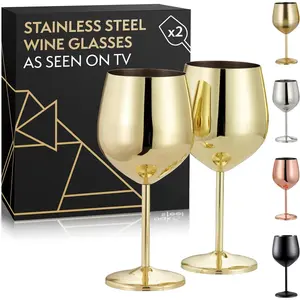- 2  Stainless   Glasses (18 Oz) Unbreakable Metal  Glasses,  Goblets with  Box for House Warming, Valentines, Anniversary