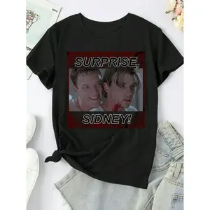 Scream Movie Graphic T-Shirt for Women - Plus Size, Racerback Print, Casual Polyester Top for Spring & Summer, Daily Top, Billy And Stu