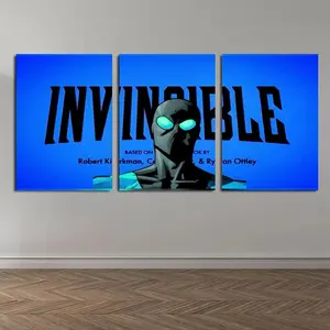 Set of 3 Invincible War Themed Canvas Poster Mark's Universe Variant Art Wall Decor Comic Style Gift for Teens Living Room Bedroom Dorm framed Waterproof Moisture-Proof Desig
