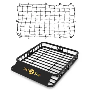 Garvee Heavy Duty Global Roof Rack Cargo Carrier Basket – Steel Rooftop Luggage Holder with Extension & Cargo Net, 64 x 39 in, 200 lbs Capacity, Waterproof 15 Cu Ft Bag Included