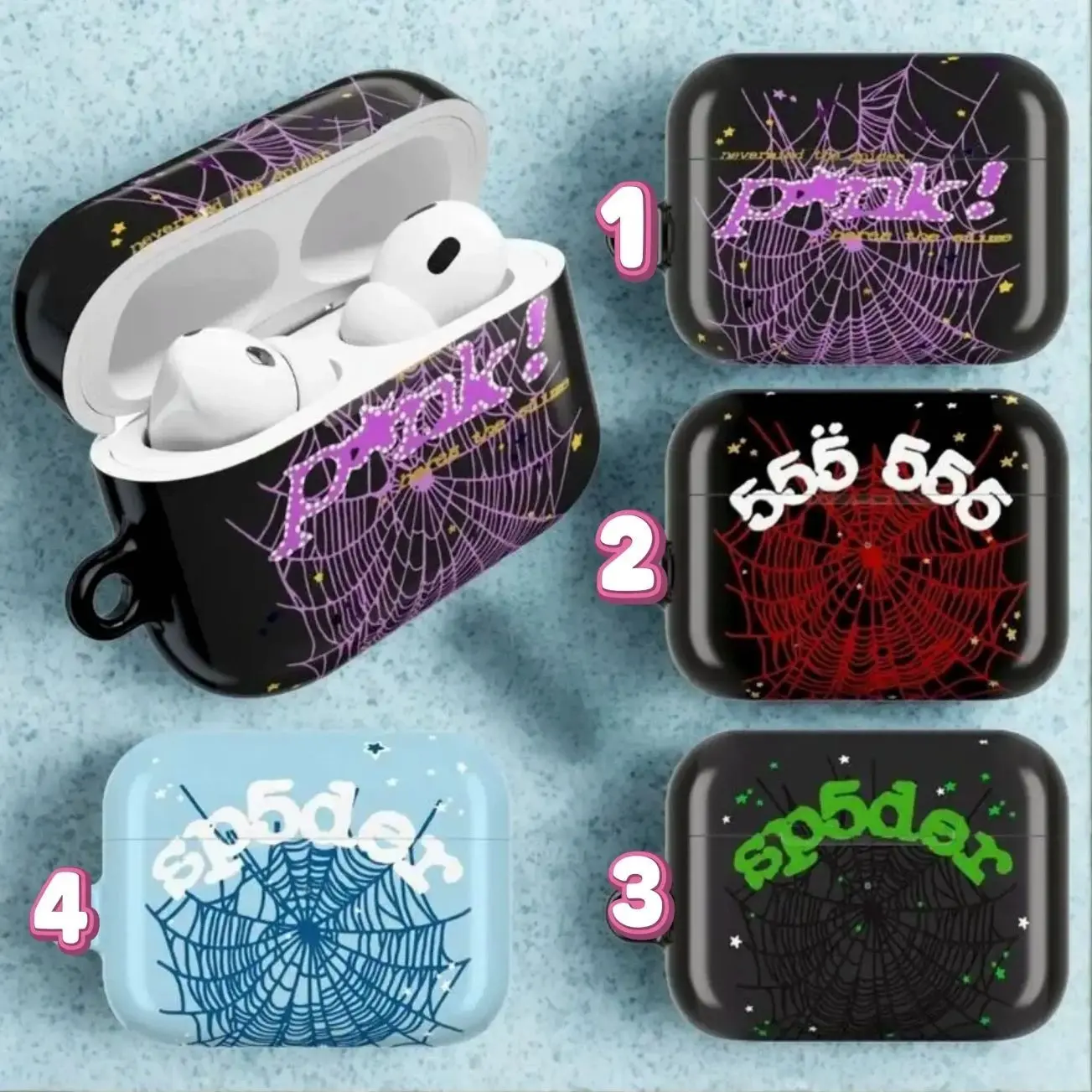 Spider AirPods Case, Trendy Airpods Case for all Airpods Gen 1 2 3 4 & Pro 1, 2, 3 Aesthetic Air Pods Case Cover Protective