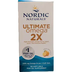 Nordic Naturals Ultimate Omega 2x 60 Softgels - Concentrated Omega-3 Supplement for Health Support & Easy Intake - 2x Concentration for Monthly Supply - Healthcare, Vitamin