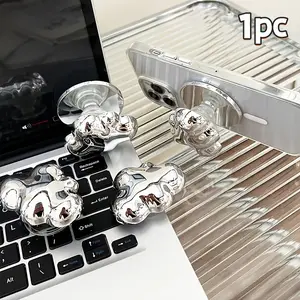 Advanced Electroplated Silver Cloud Magnetic Lazy Phone Stand, Foldable and Extensible Handle, Detachable Back Handle, Ideal Gift