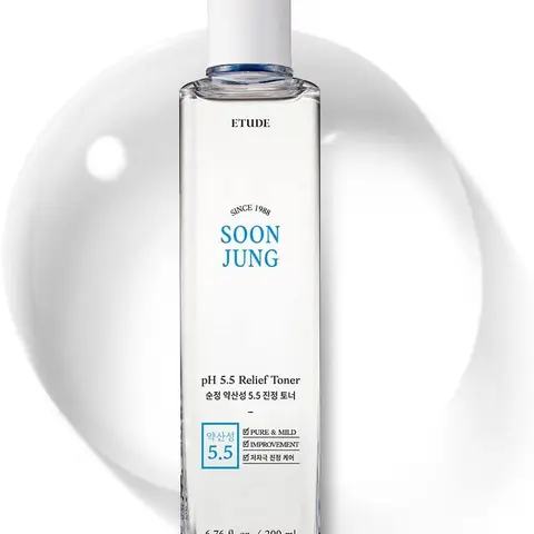 [ETUDE] Soon Jung PH 5.5 Relief Toner 200ml, Soothing facial toner, Hydrating toner for sensitive skin, Korean skincare, Gentle skincare solution