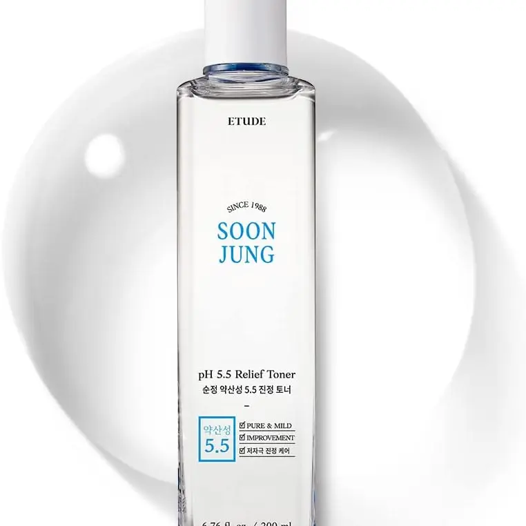 [ETUDE] Soon Jung PH 5.5 Relief Toner 200ml, Soothing facial toner, Hydrating toner for sensitive skin, Korean skincare, Gentle skincare solution